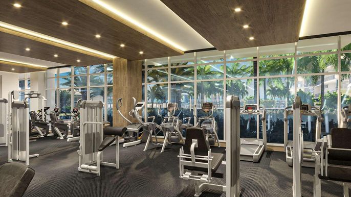 Fitness Equipment, Gym, Interior, Recessed Lighting