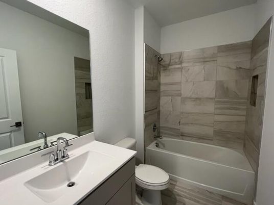 Bathroom, Interior, Marble Walls, Wood Texture Flooring