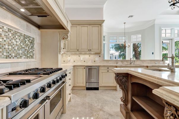 Chandelier, Interior, Kitchen, Pendant Lights, Recessed Lighting, Stainless Steel Appliances