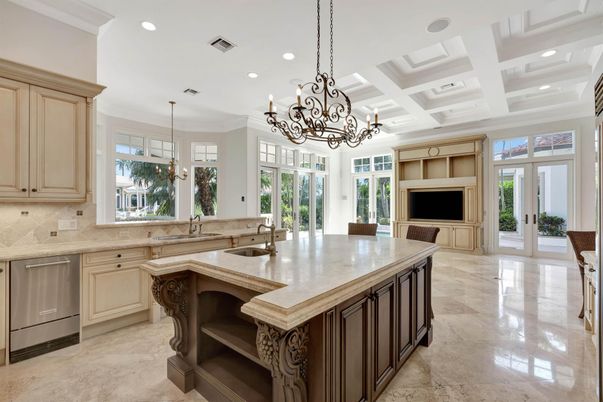 Chandelier, Interior, Kitchen, Pendant Lights, Recessed Lighting, Stainless Steel Appliances