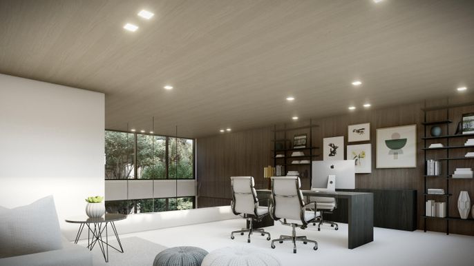 Home Office, Interior, Recessed Lighting