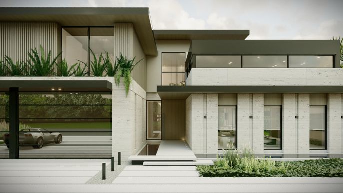 Exterior, Facade, Modern