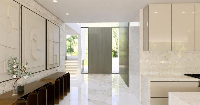 Interior, Kitchen, Marble, Recessed Lighting