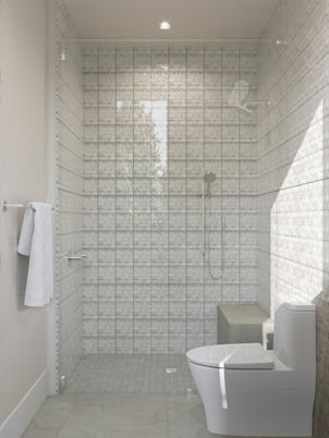Bathroom, Glass Shower, Interior, Recessed Lighting