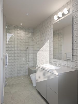 Bathroom, Glass Shower, Interior, Recessed Lighting