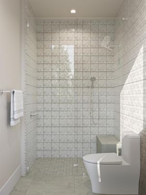 Bathroom, Glass Shower, Interior, Recessed Lighting