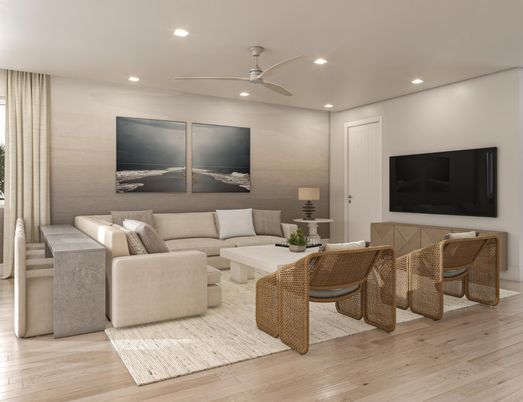 Interior, Living room, Recessed Lighting, Wood Texture Flooring