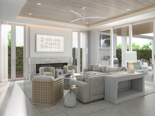 Fireplace, Interior, Living room, Recessed Lighting, Wooden Ceilings