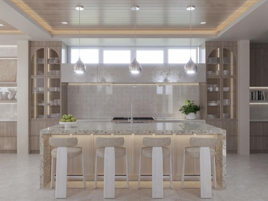 Interior, Kitchen, Pendant Lights, Recessed Lighting, Stainless Steel Appliances
