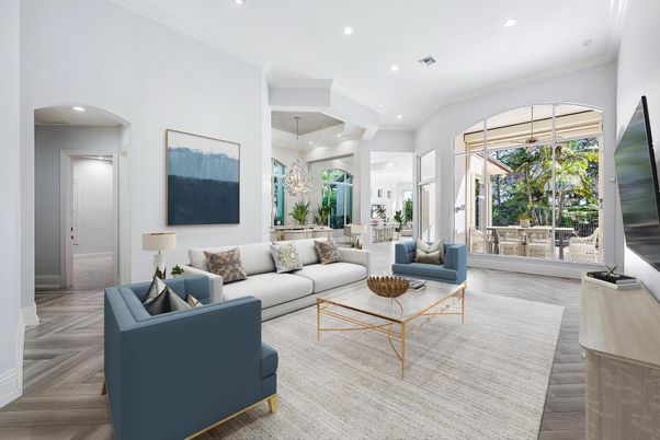 Interior, Living room, Pendant Lights, Recessed Lighting, Wood Texture Flooring