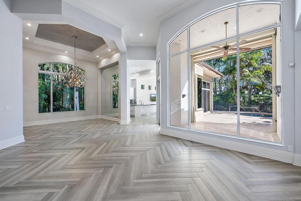 Chandelier, Interior, Recessed Lighting, Wood Texture Flooring