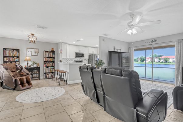 Home Theatre Room, Interior, Kitchen, Living room, Recessed Lighting, Stainless Steel Appliances, Water