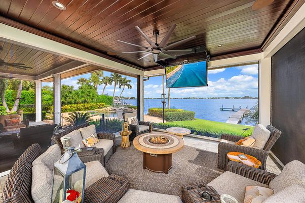 Exterior, Living room, Sun Room, Water, Wooden Ceilings