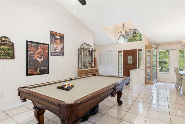 Billiard Table, Chandelier, Game Room, Interior