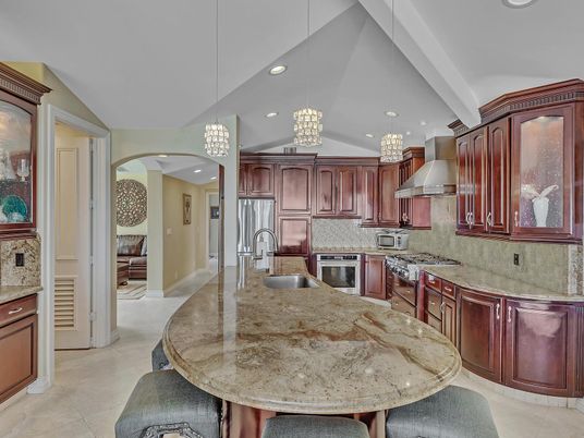 Chandelier, Interior, Kitchen, Pendant Lights, Recessed Lighting, Stainless Steel Appliances