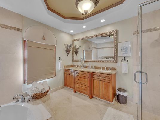 Bathroom, Dual Sink Vanities, Glass Shower, Interior, Recessed Lighting