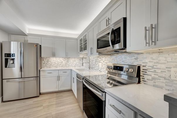 Interior, Kitchen, Stainless Steel Appliances, Wood Texture Flooring