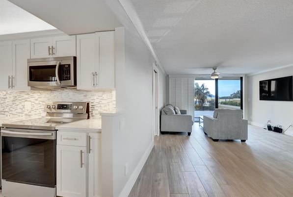 Interior, Kitchen, Living room, Stainless Steel Appliances, Wood Texture Flooring