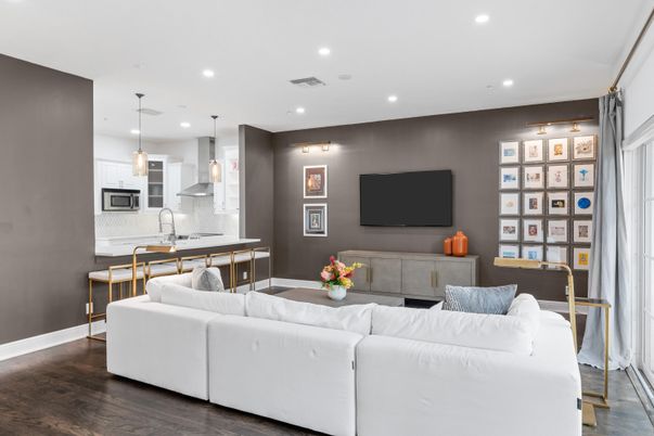 Interior, Kitchen, Living room, Pendant Lights, Recessed Lighting, Stainless Steel Appliances, Wood Texture Flooring
