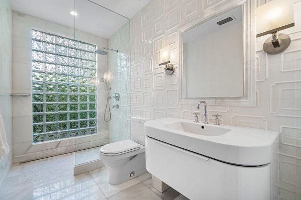 Bathroom, Glass Shower, Interior, Recessed Lighting