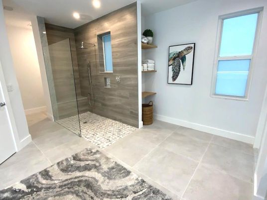 Bathroom, Glass Shower, Interior, Recessed Lighting