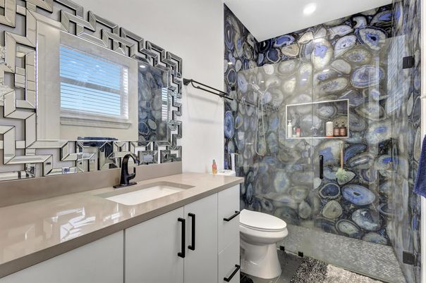 Bathroom, Glass Shower, Interior, Recessed Lighting