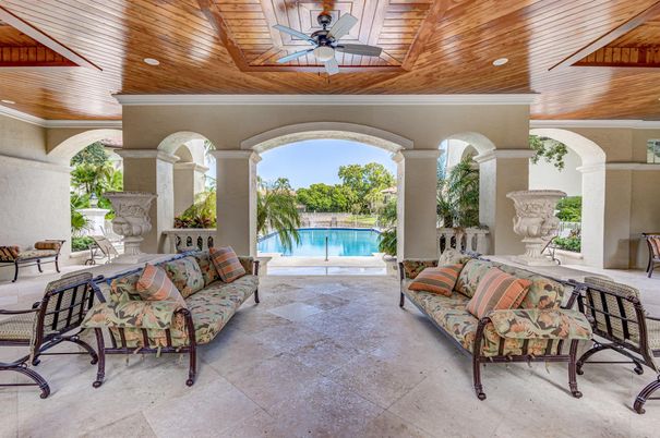 Exterior, Pool, Recessed Lighting, Wooden Ceilings