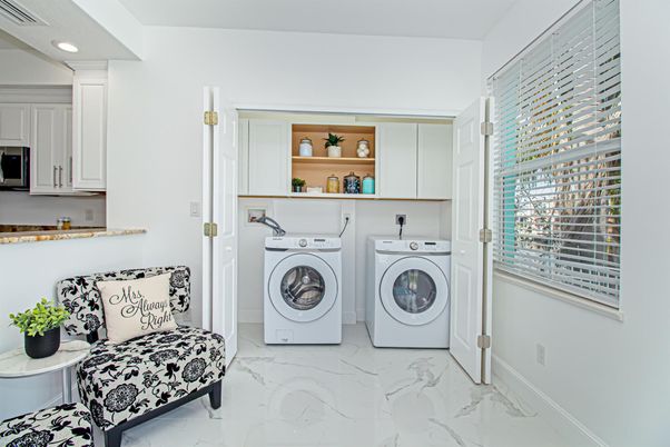 Interior, Marble, Recessed Lighting, Utility Closets, Washer