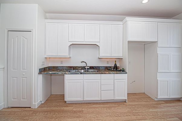 Interior, Kitchen, Recessed Lighting, Wood Texture Flooring