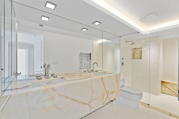 Bathroom, Glass Shower, Interior, Recessed Lighting
