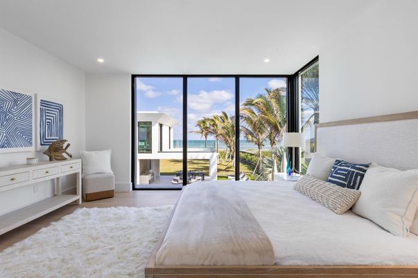 Bedroom, Interior, Recessed Lighting, Water, Wood Texture Flooring