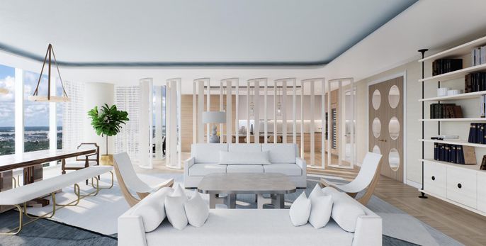 Interior, Living room, Pendant Lights, Wood Texture Flooring