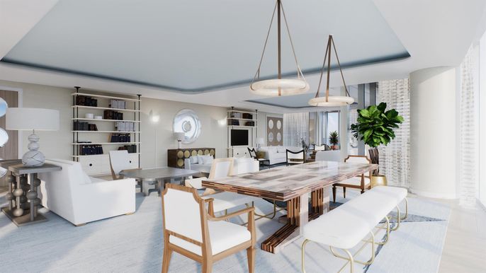 Dining room, Interior, Living room, Pendant Lights