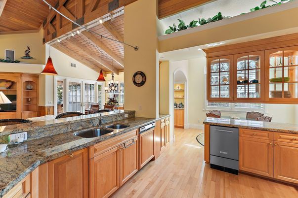 Interior, Kitchen, Pendant Lights, Wooden Beams, Wooden Ceilings, Wood Texture Flooring