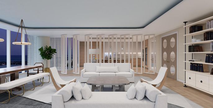 Interior, Living room, Pendant Lights, Water, Wood Texture Flooring
