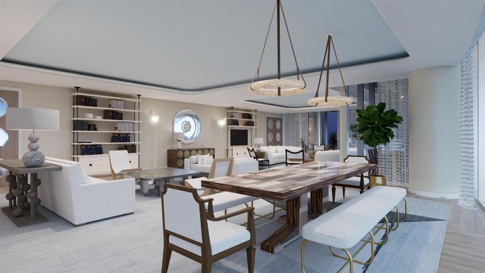 Dining room, Interior, Living room, Pendant Lights
