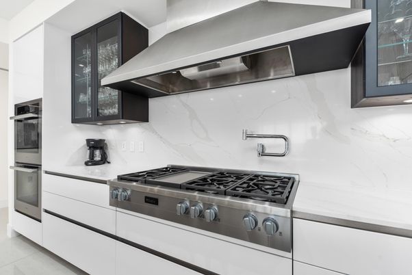 Interior, Kitchen, Marble Walls, Stainless Steel Appliances