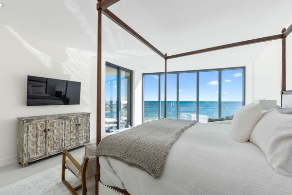 Bedroom, Interior, Recessed Lighting, Water, Wood Texture Flooring