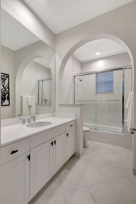 Bathroom, Dual Sink Vanities, Glass Shower, Interior, Recessed Lighting
