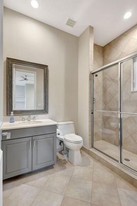 Bathroom, Glass Shower, Interior, Recessed Lighting
