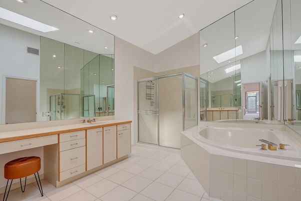 Bathroom, Glass Shower, Interior, Recessed Lighting