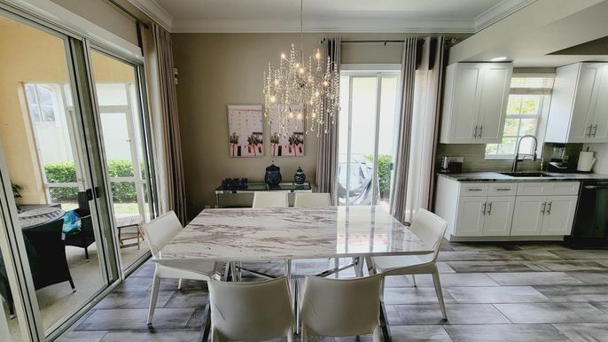 Chandelier, Dining room, Interior, Kitchen, Wood Texture Flooring