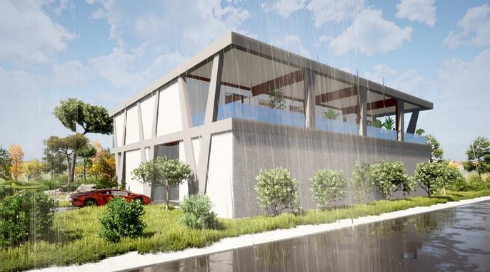 Exterior, Facade, Modern