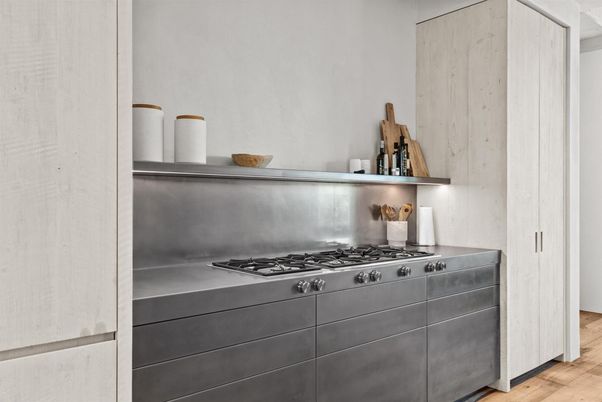 Interior, Kitchen, Stainless Steel Appliances, Wood Texture Flooring