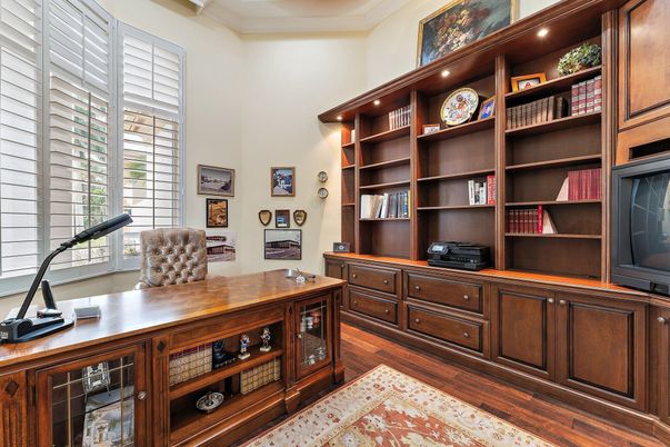 Home Office, Interior, Recessed Lighting, Wood Texture Flooring