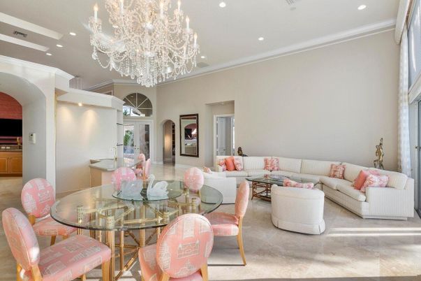 Chandelier, Dining room, Fireplace, Interior, Living room, Recessed Lighting