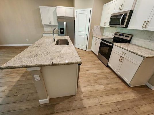 Interior, Kitchen, Stainless Steel Appliances, Wood Texture Flooring