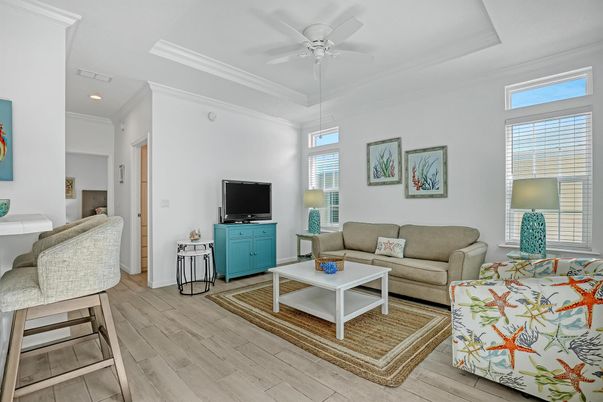 Interior, Living room, Recessed Lighting, Wood Texture Flooring