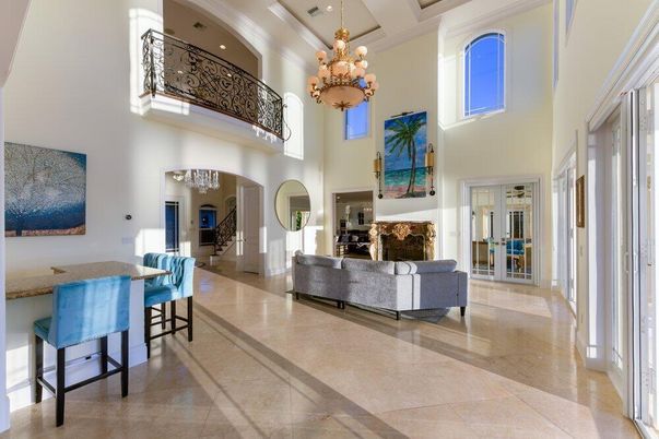 Chandelier, Dining room, Fireplace, Interior, Living room, Recessed Lighting