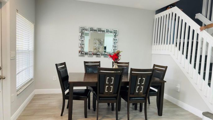 Dining room, Interior, Wood Texture Flooring